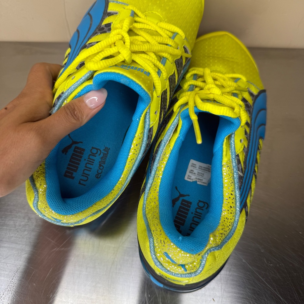 RARE Vtg Y2k Puma Running Shoes Womens Yellow Blue Size 10 2000s - Picture 7 of 9